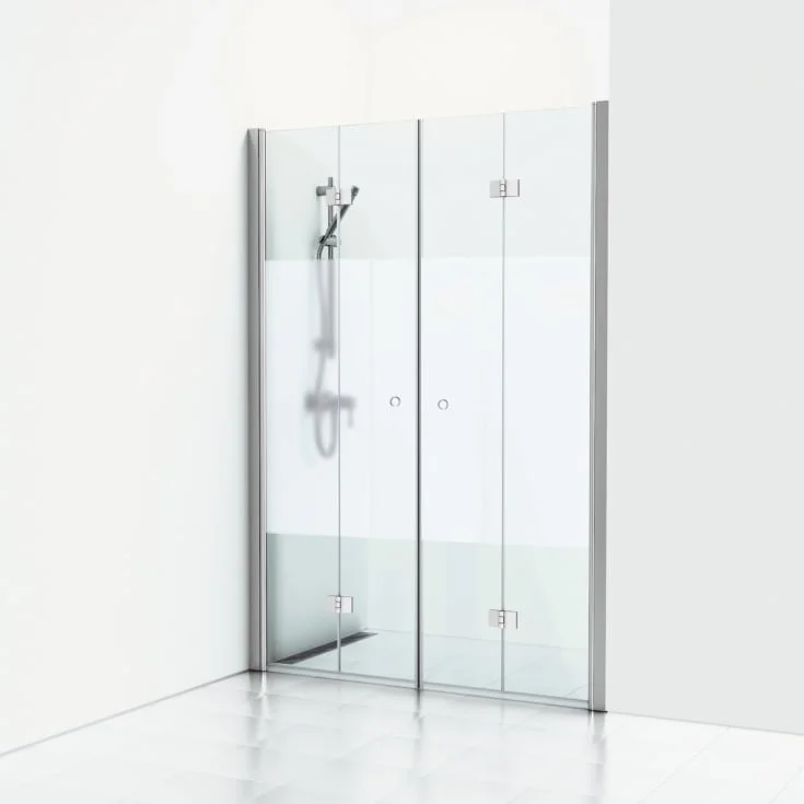 Svedbergs Skoga dusjnisje, foldedører, 158 cm, halvfrostet glass, alu blank profil | 60709488