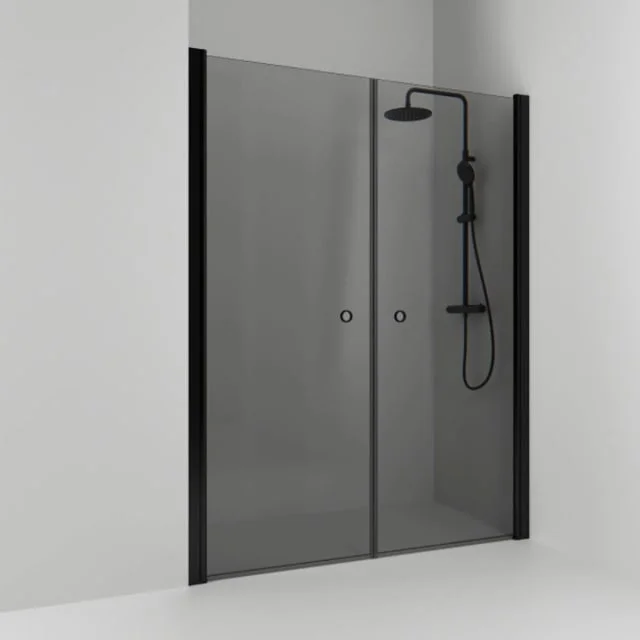 Svedbergs Skoga dusjnisje rett, 178 cm, røykfarget glass, sort matt profil | 60211290