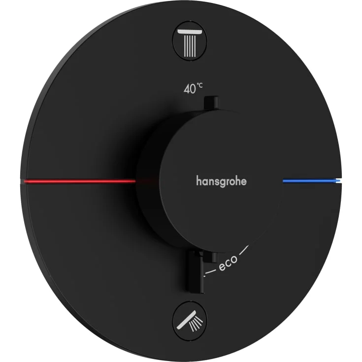 Hansgrohe ShowerSelect Comfort S dusjtermostat, med 2 uttak, matt sort | 15554670