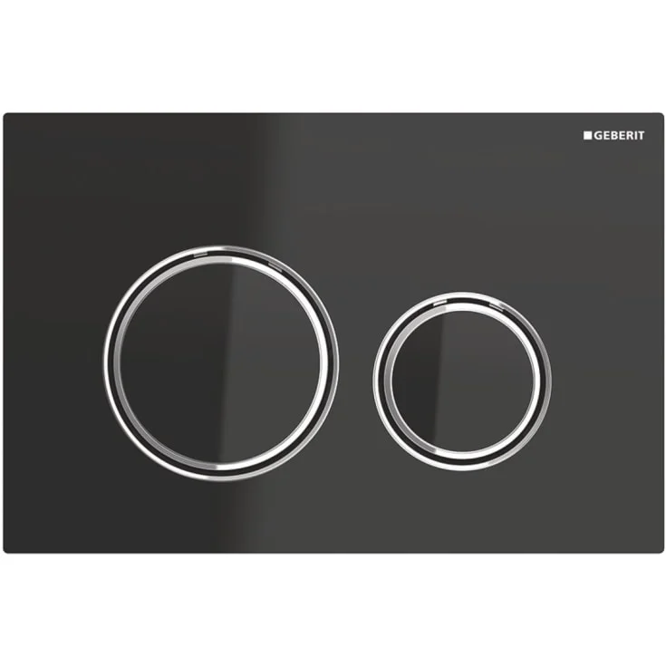 Geberit Sigma 50 Round betjeningsplate, sort glass/krom | 115.884.SJ.1