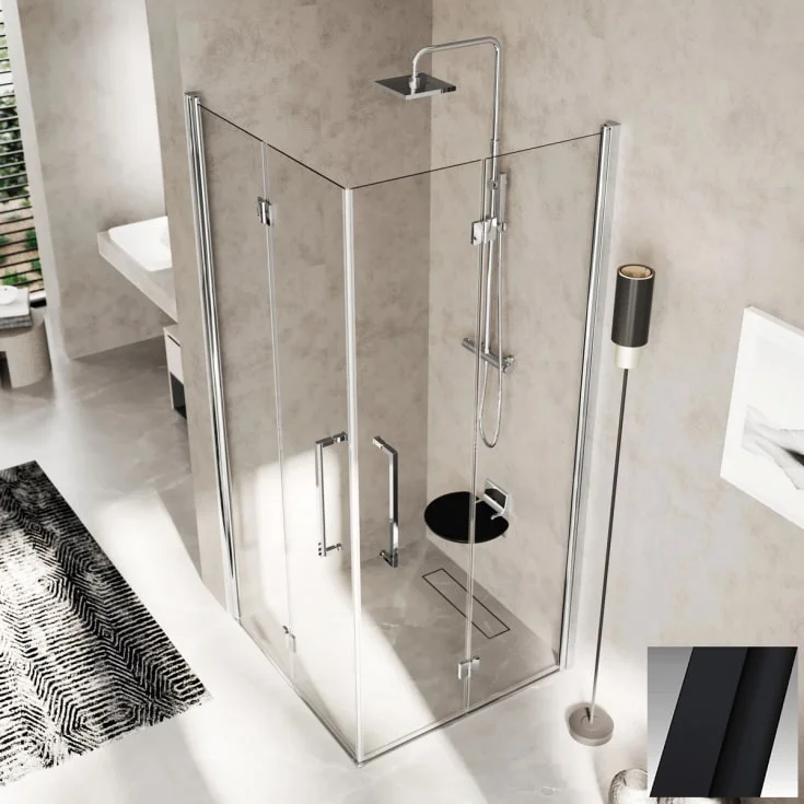 Novellini Young 2.0 2GS foldedør høyre, 105-107 cm, klart glass, sort matt profil | Y22GS105LD-1H