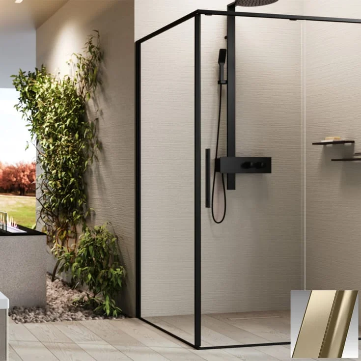 Novellini Riga F2P fastvegg høyre, 99-100,5 cm, klart glass, børstet bronse profil | RIGF2P99D-1Q