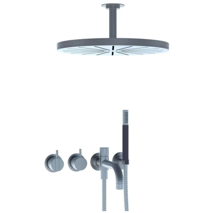 Vola 2441DT8-081 kar/dusjbatteri, tut, takdusj og hånddusjj, messing | 2441DT8-061A-19