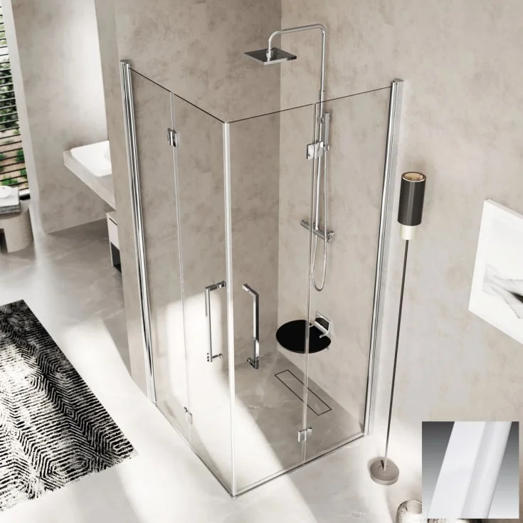 Novellini Young 2.0 2GS foldedør venstre, 77-79 cm, klart glass, hvit matt profil | Y22GS77LS-1U