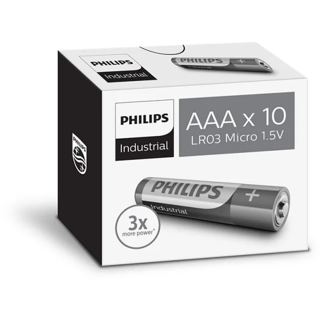 Philips Industrial Alkaline AAA batterier, 10 stk. | LR03I10C-10