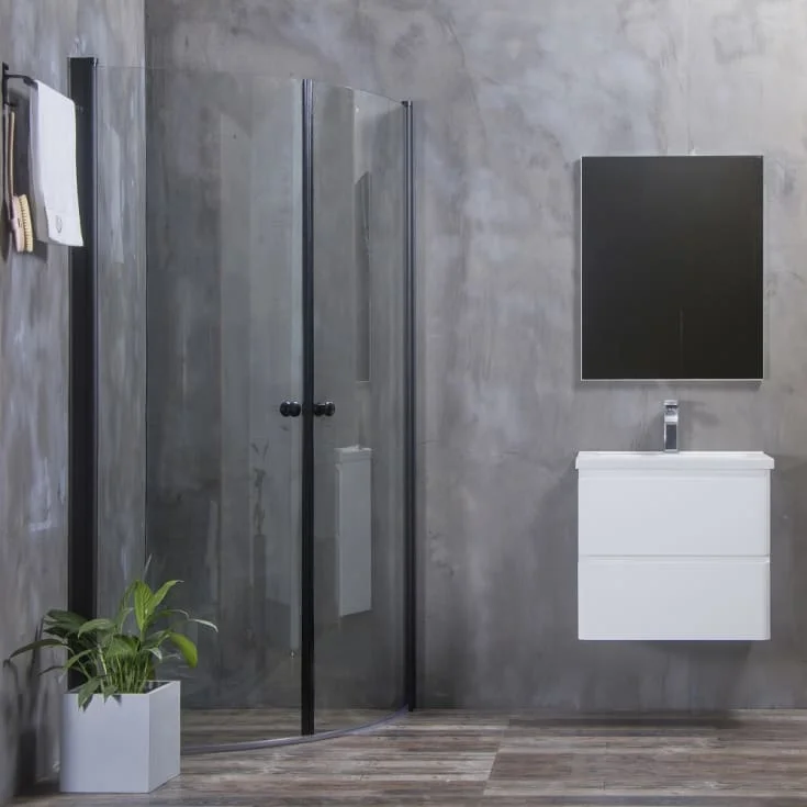 Bathlife Allsidig buet dusjhjørne, 70×70 cm, klart glass, sort profil | 40842607 Bathlife Allsidig buet dusjhjørne, 70×70 cm, klart glass, sort profil | 40842607