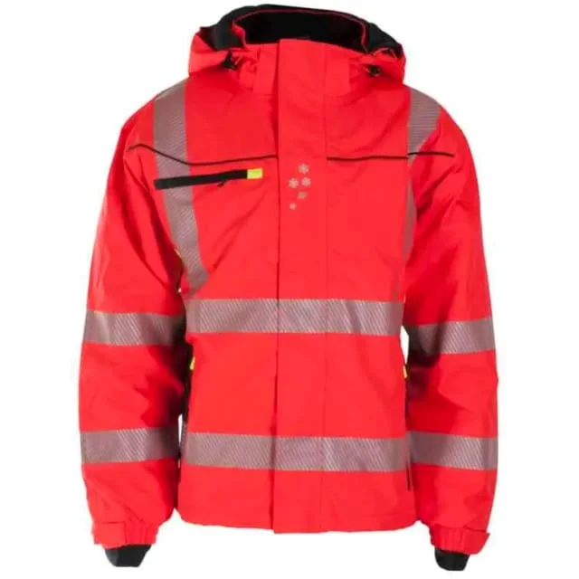 Bekken & Strøm Gjøvik allvær vinterjakke, HiVis kl.3, unisex, str. XL, rød/sort | 677098