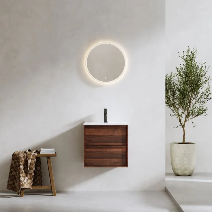Bathlife Charm møbelpakke, med servant og LED-speil, 51×39,5×52 cm, valnøtt | 401410299 Bathlife Charm møbelpakke, med servant og LED-speil, 51×39,5×52 cm, valnøtt | 401410299