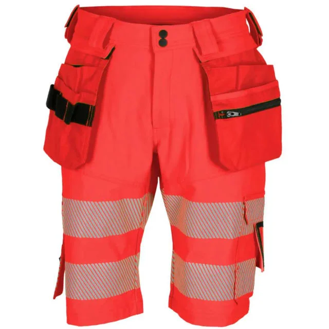 Bekken & Strøm Lillehammer arbeidsshorts, kl.1, unisex, str. C64, rød/sort, HiVis | 27303182