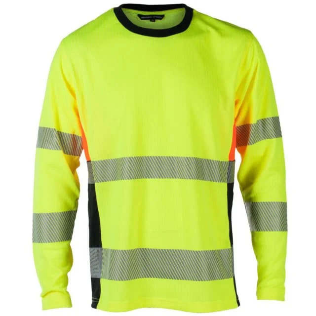 Bekken & Strøm Gjøvik T-skjorte, lang, HiVis kl.3, unisex, str. M, gul/sort | 677281
