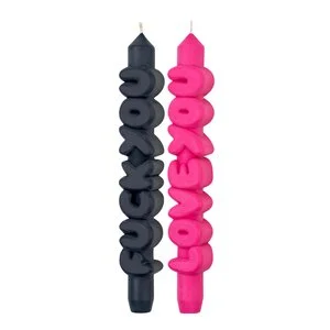 3D kronelys 23 cm 2 stk CONFROTATIONAL svart/rosa v:9332442