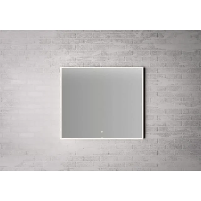 Linn Bad Vange speil med lysramme, 80x70x3 cm, sort matt | 28608