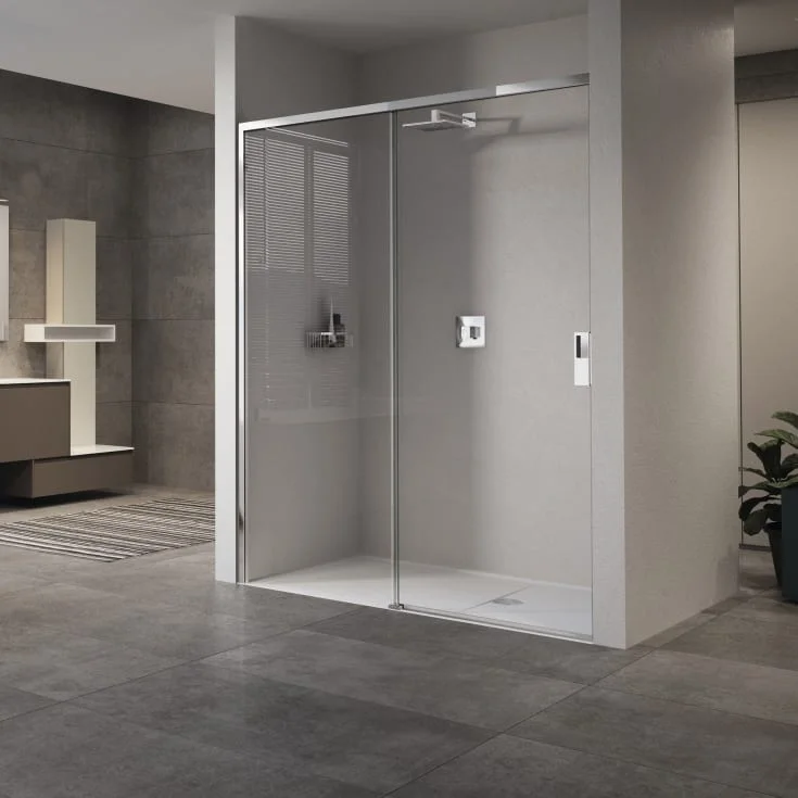 Novellini Opera 2PH skyvedør høyre, 160-163 cm, klart glass, krom profil | OPE2PH160D-1K