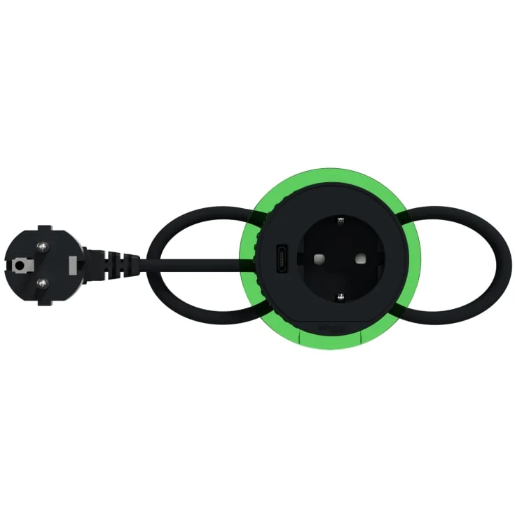 Schneider Electric Unica+ XS stikkontakt med USB+C, antrasitt | INS44013