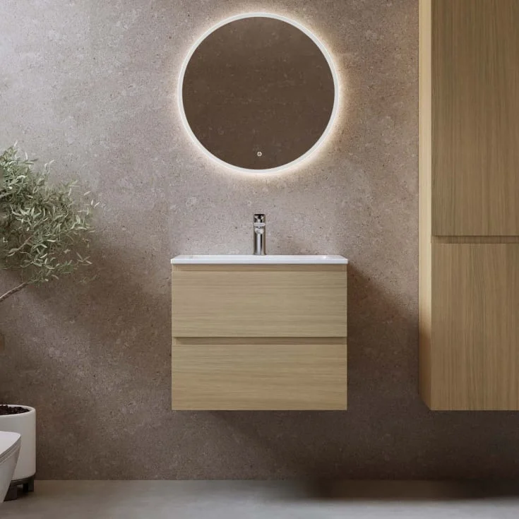 Bathlife Eufori møbelpakke, med servant og LED-speil, 61x46x50 cm, lys eik | 401410291 Bathlife Eufori møbelpakke, med servant og LED-speil, 61x46x50 cm, lys eik | 401410291