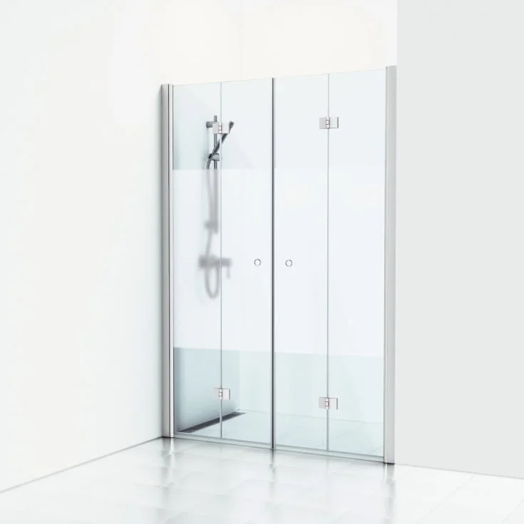 Svedbergs Skoga dusjnisje, foldedører, 138 cm, halvfrostet glass, alu matt profil | 60709377