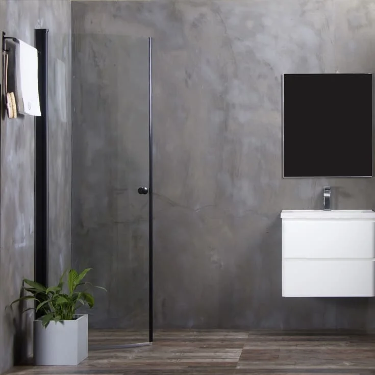 Bathlife Allsidig buet dusjdør, 100 cm, klart glass, sort matt profil | 40842621 Bathlife Allsidig buet dusjdør, 100 cm, klart glass, sort matt profil | 40842621