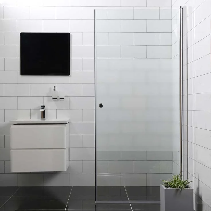 Bathlife Allsidig dusjdør, 80 cm, delvis frostet glass, sølv profil | 40790611