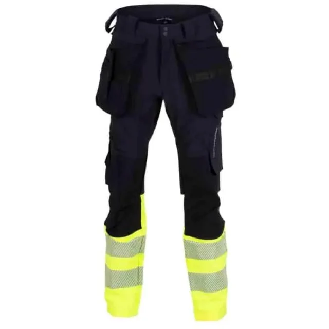 Bekken & Strøm Lillehammer 2.0 håndverksbukse, kl.1, unisex, str. C46, HiVis, sort/gul | 612173