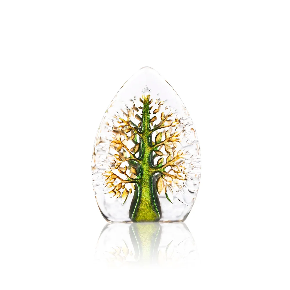 Yggdrasil glasskulptur grønn-gul v:6697247