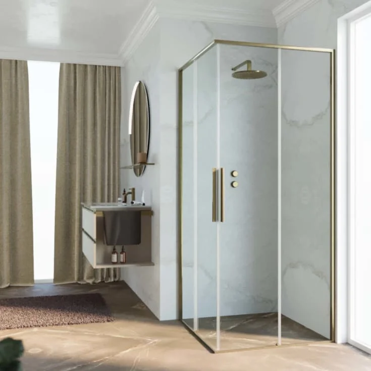 Novellini Riga A skyvedør venstre, 79-80,5 cm, klart glass, børstet bronse profil | RIGA79LS-1Q