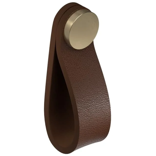 Korsbakken lærgrep, brun/messing | 414172000