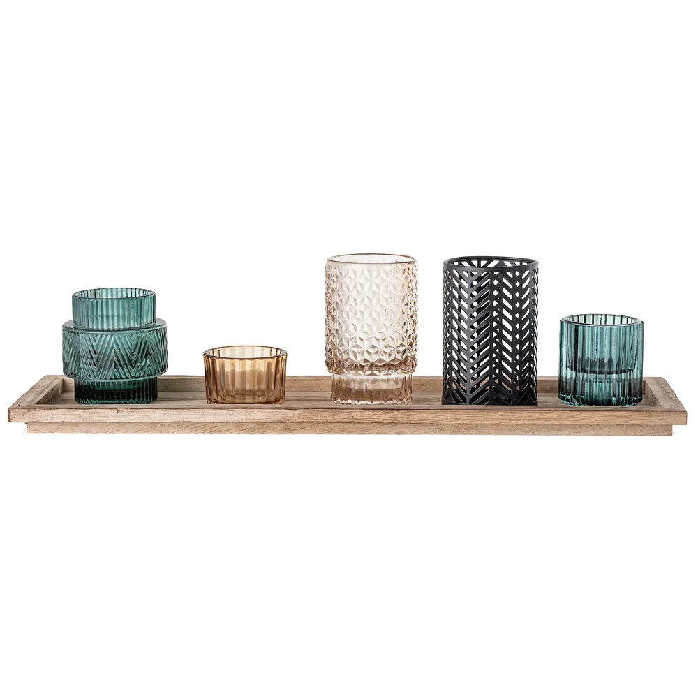 Bloomingville lysholdere med trebrett i 6 deler v:2456956