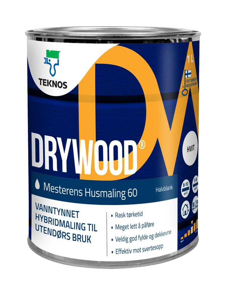 Mesterens husmaling 60-65 glans hvit 1l v:2053518