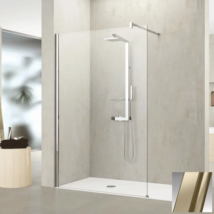 Novellini Kuadra H fastvegg, 137-140 cm, klart glass, børstet bronse profil | KUADH140-1Q