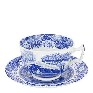Blue Italian kaffekopp med fat 28 cl blå/hvit v:8682123 Blue Italian kaffekopp med fat 28 cl blå/hvit v:8682123