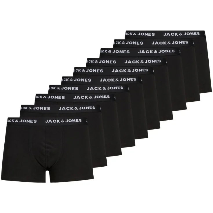 Jack & Jones Solid boxershorts 10-pak, sort, str. S | 12189937-Black_S