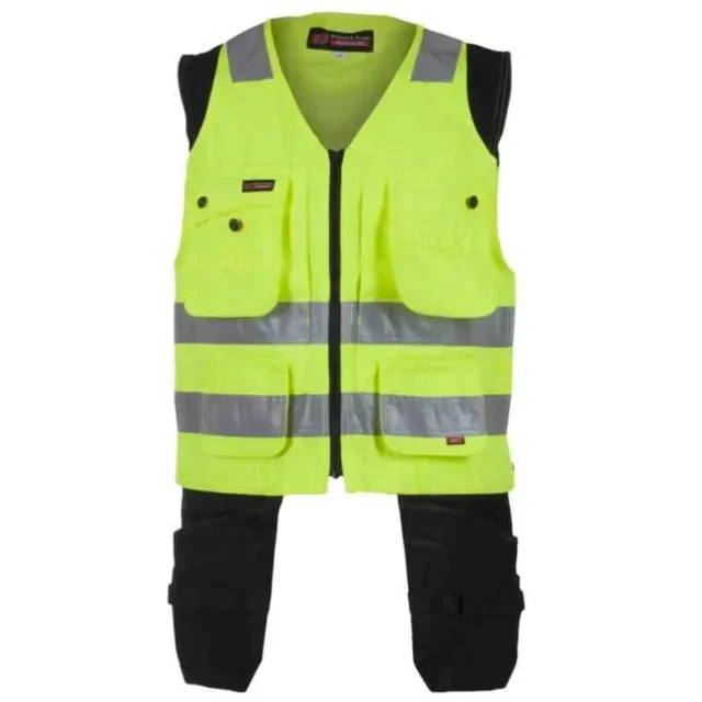 Bekken & Strøm Dokka håndverksvest, HiVis kl.1, unisex, str. S, gul/sort | 646547 Bekken & Strøm Dokka håndverksvest, HiVis kl.1, unisex, str. S, gul/sort | 646547