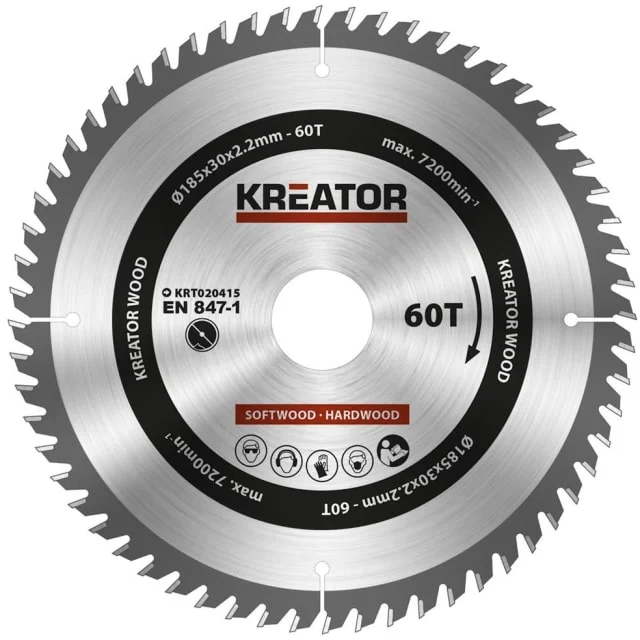 Kreator Sagblad for sirkelsag 60 tenner – Ø185 mm | KRT020415 Kreator Sagblad for sirkelsag 60 tenner – Ø185 mm | KRT020415