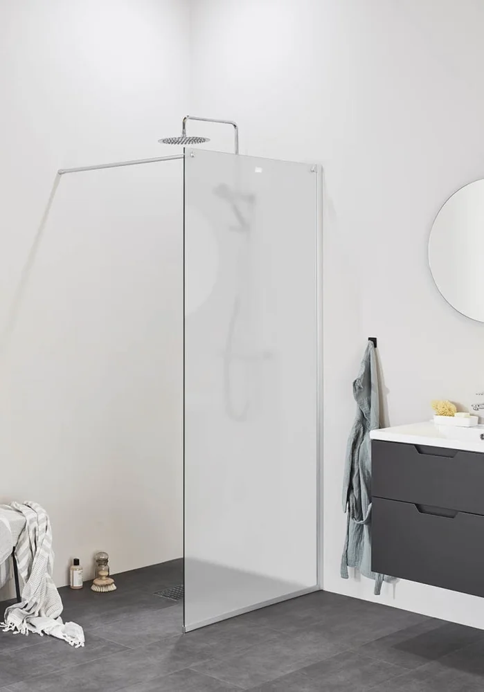 Noro Frost dusjvegg, model DV, 115 cm, frostet glass, aluminium profil | 204501