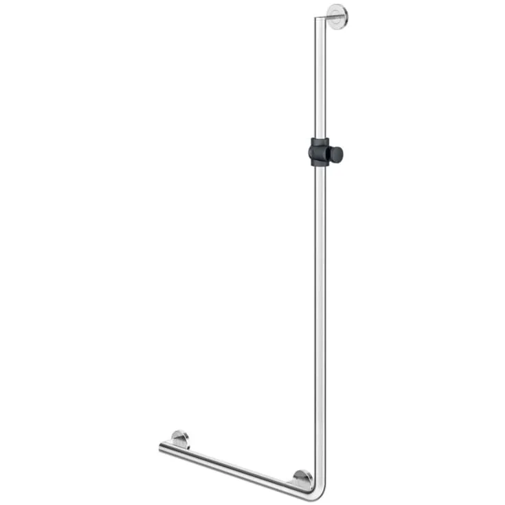 Hewi 900 L støttehåndtak/dusjstang, 45x125 cm, venstre, krom/grå | 900.33.20240 92