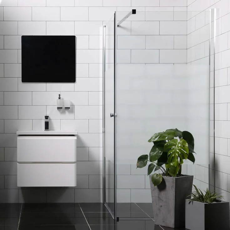Bathlife Allsidig dusjhjørne, 80x90 cm, delvis frostet glass, sølv profil | 40790695