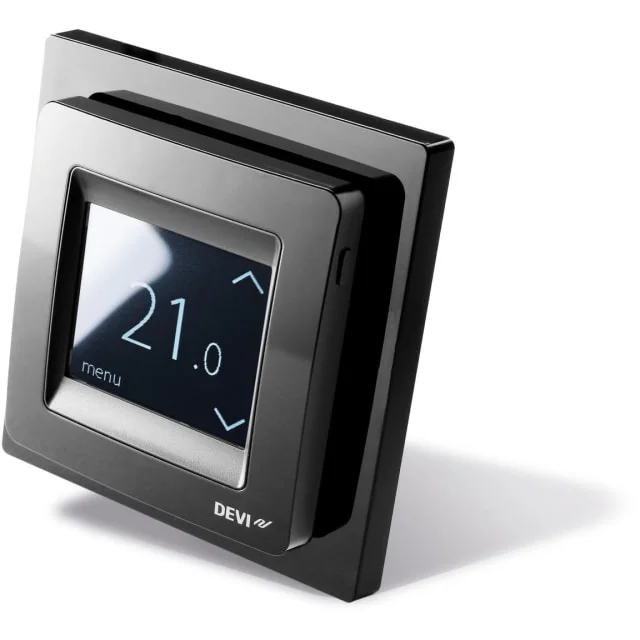Devi reg Touch Termostat med gulvføler, Design ramme, Sort | 140F1069 Devi reg Touch Termostat med gulvføler, Design ramme, Sort | 140F1069