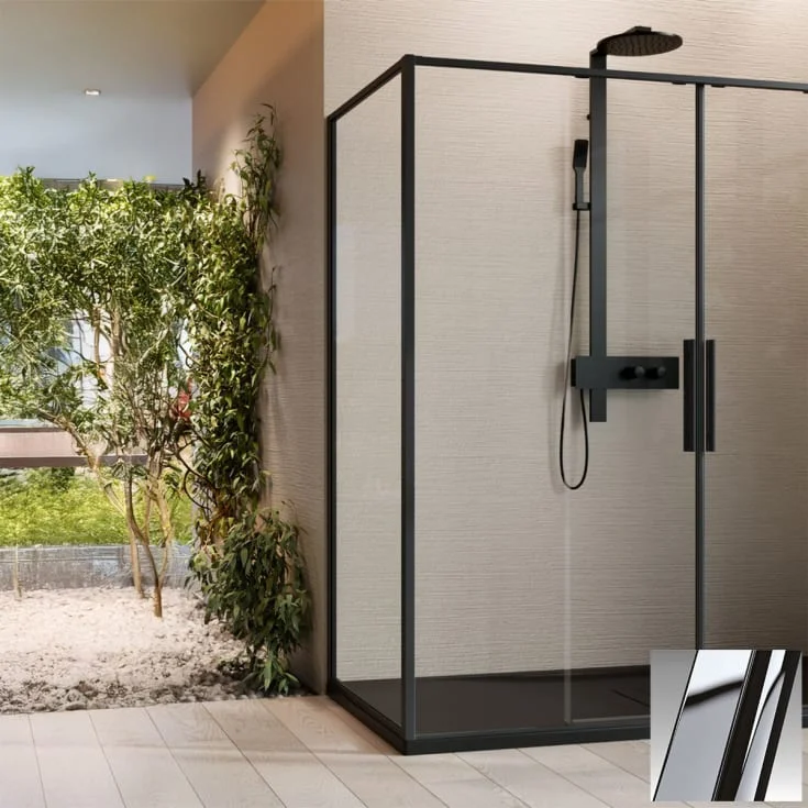 Novellini Riga F fastvegg, 99-100,5 cm, klart glass, krom profil | RIGF99-1K