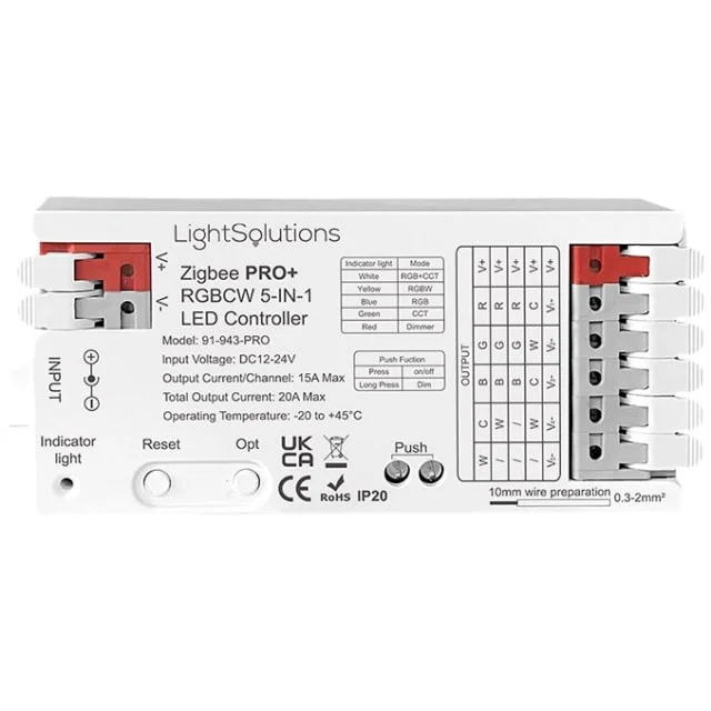 Hilux ZigBee Pro+ RGBCW LED kontroller, 12/24 V | 91-943-pro Hilux ZigBee Pro+ RGBCW LED kontroller, 12/24 V | 91-943-pro