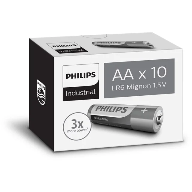 Philips Industrial Alkaline AA batterier, 10 stk. | LR6I10C-10