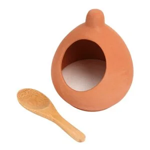 Terracotta saltkar med skje 9 cm v:7201195 Terracotta saltkar med skje 9 cm v:7201195