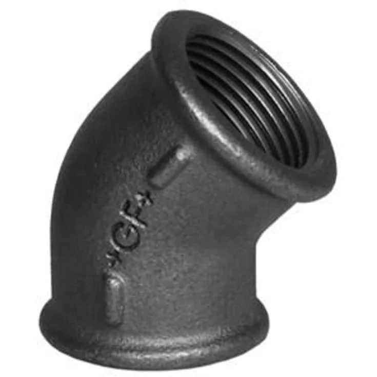 Sort vinkel, muffe/muffe 1" - 45° | 770120106