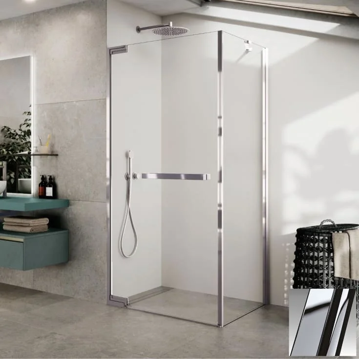 Novellini N180 G slagdør for hjørne, 88-89,5 cm, klart glass, krom profil | N180G90-1K