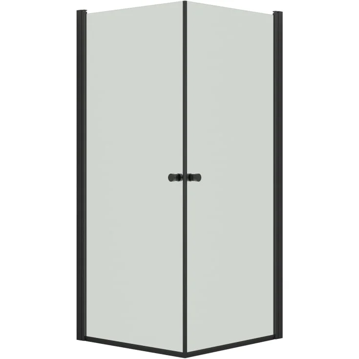 Dansani Match dusjhjørne, modell A+A, 77x97 cm, klart glass, svart profil | 674180032+pakke+model_A_97