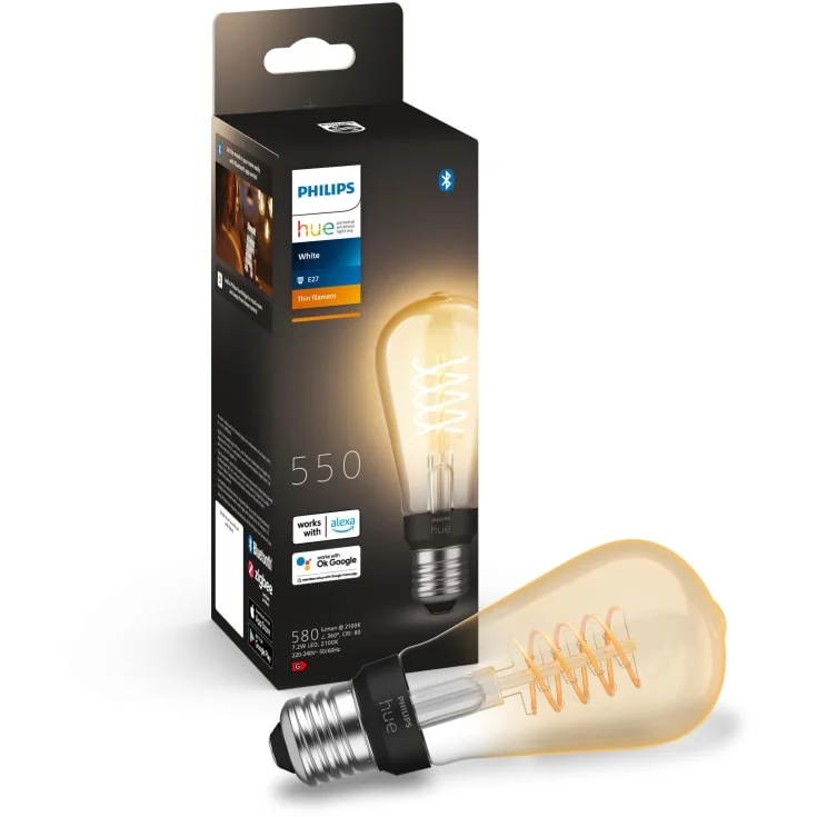 Philips Hue White E27 edisonpære, Ø6,4 cm | 929003051701