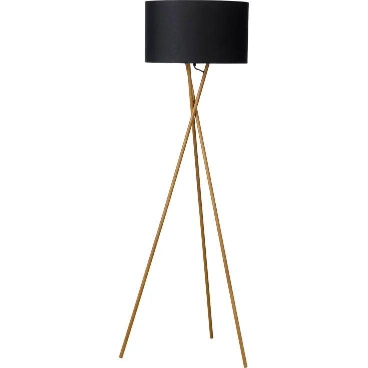 Nielsen Light Uptown gulvlampe, treben og svart lampeskjerm | 308172
