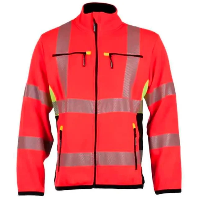 Bekken & Strøm Gjøvik fleecejakke, HiVis kl.3, unisex, str. 3XL, rød/sort | 677787