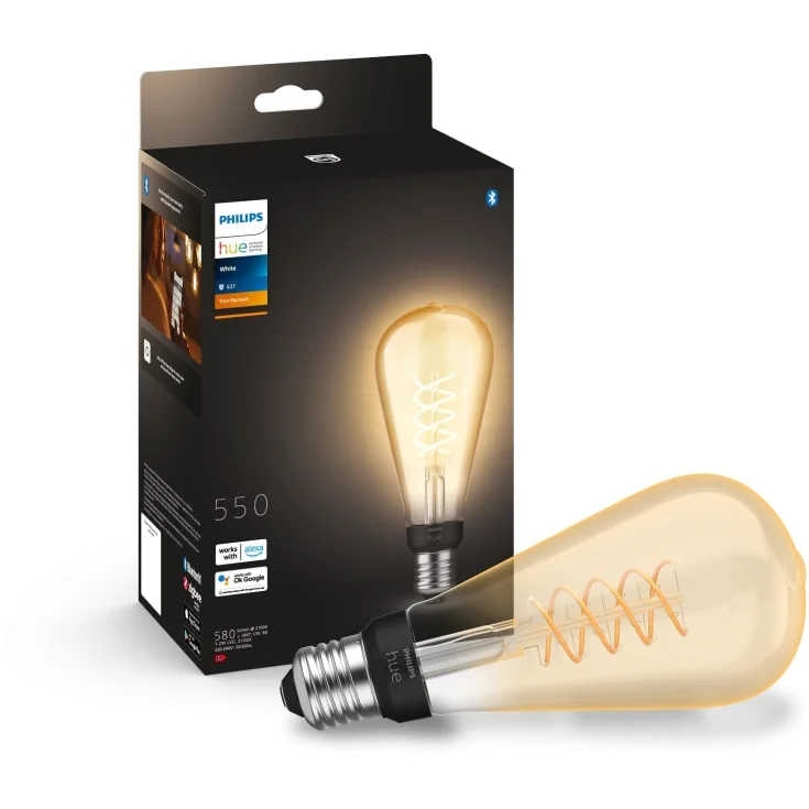 4 stk Philips Hue White E27 edisonpære, Ø7,2 cm | 929003052301 4 stk Philips Hue White E27 edisonpære, Ø7,2 cm | 929003052301