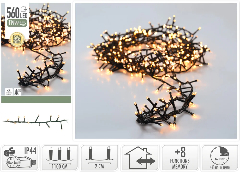 Lysslynge Micro Cluster 560ledlys ekstra varmhvit 11m v:9016038