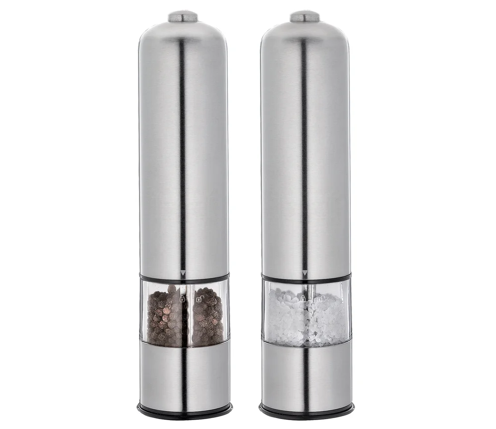 KVERNSETT 2STK BATTERI-DREVET MED LED LYS STÅL BERGAMO v:7339384 KVERNSETT 2STK BATTERI-DREVET MED LED LYS STÅL BERGAMO v:7339384